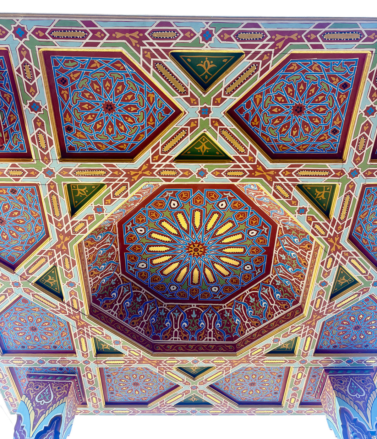 Hand-Painted Four-Pillar Wood Pavilion
