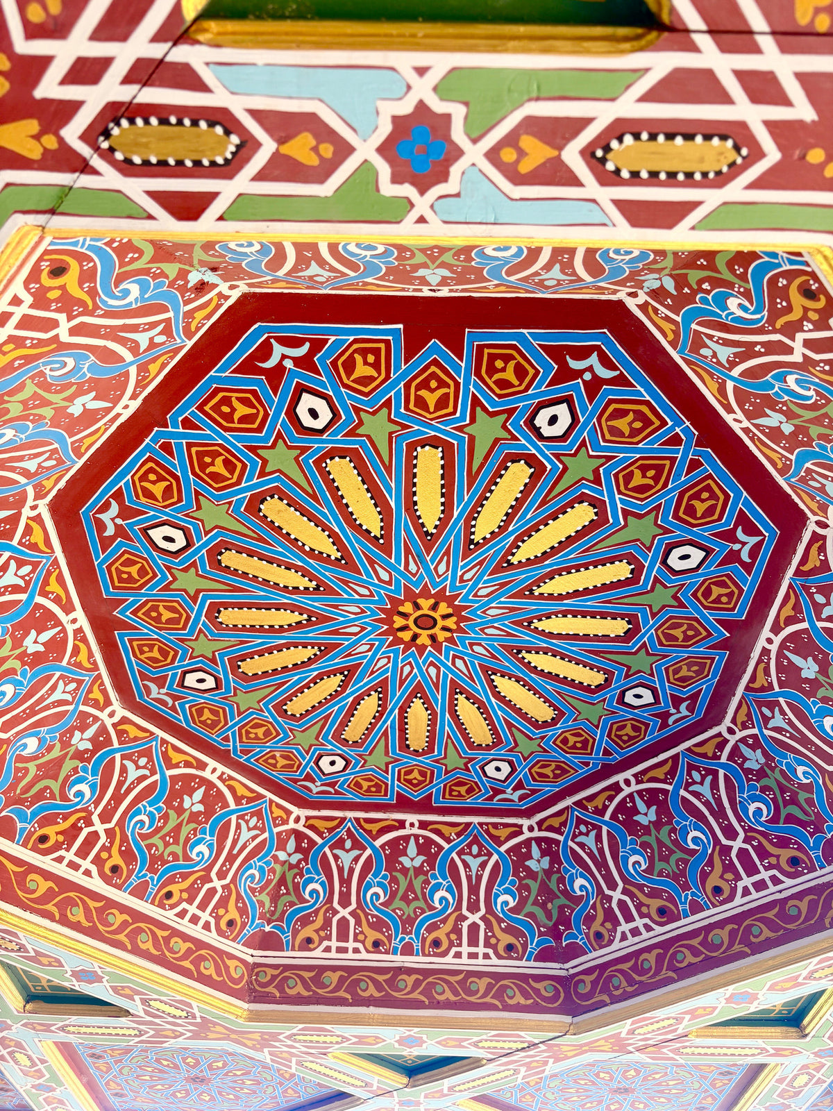 Hand-Painted Four-Pillar Wood Pavilion