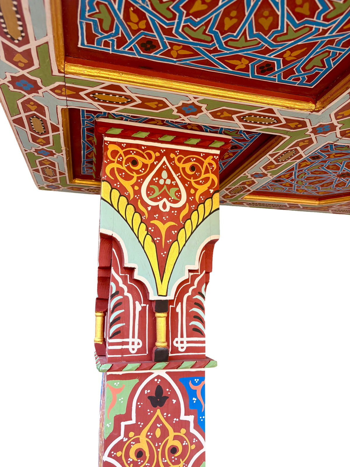 Hand-Painted Four-Pillar Wood Pavilion