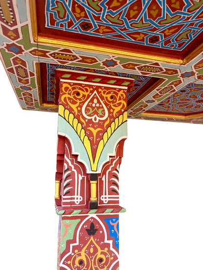 Hand-Painted Four-Pillar Wood Pavilion