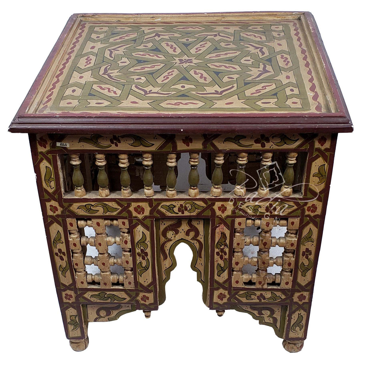Hand Painted Square Side Table
