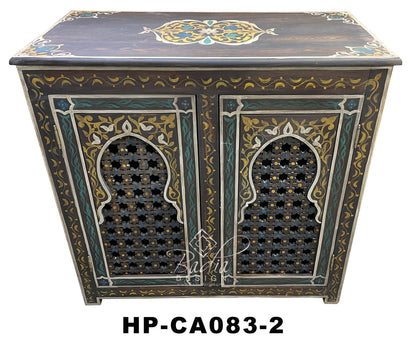 Multi-Color Cedar Carved Hand Painted Cabinet