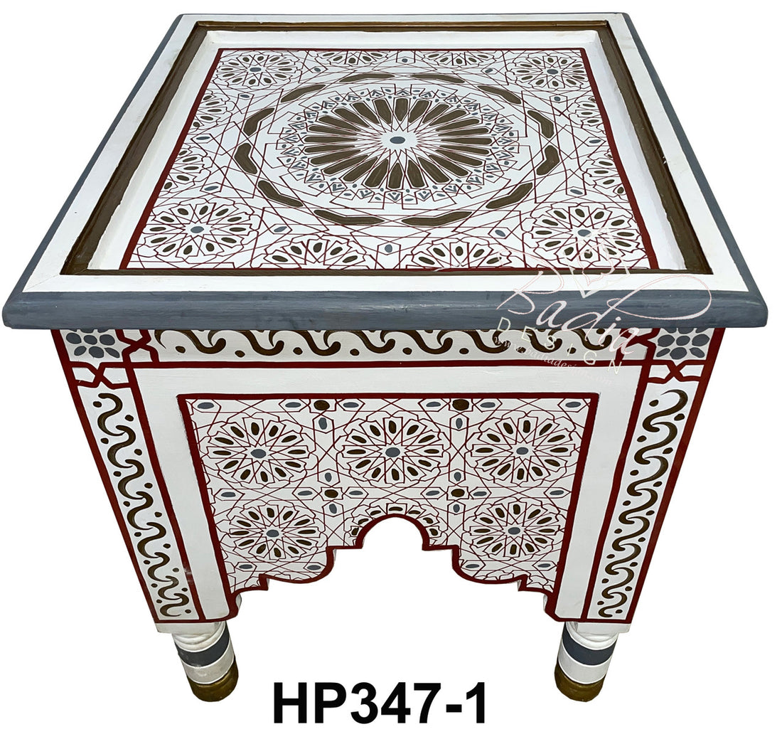 Vivid Color Hand Painted Square Side Table