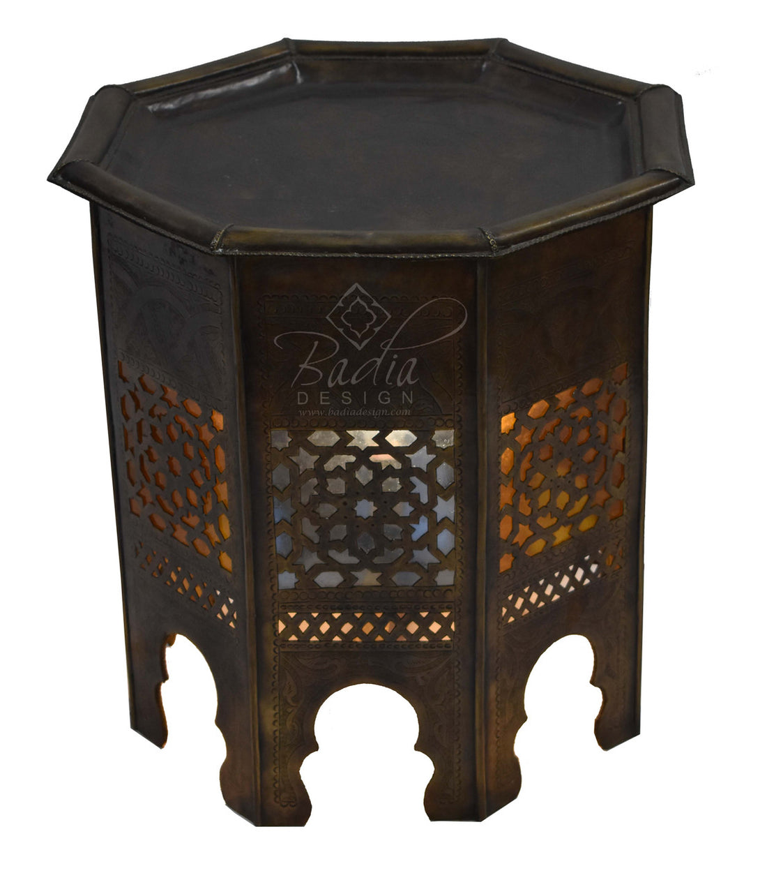 Light Up Solid Aged Brass Table