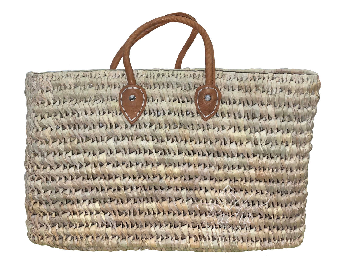 Moroccan Natural Color Handwoven Straw Basket