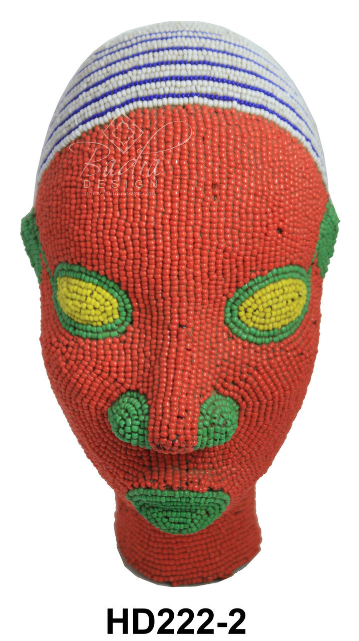 Multi-Colored Handmade African Beaded Head Sculptures