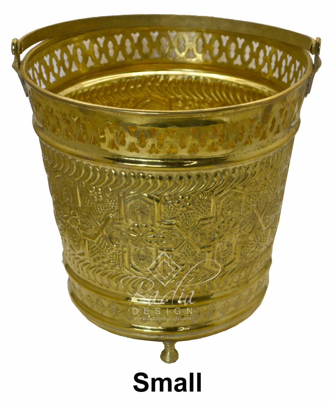 Handmade Moroccan Embossed Brass Bucket