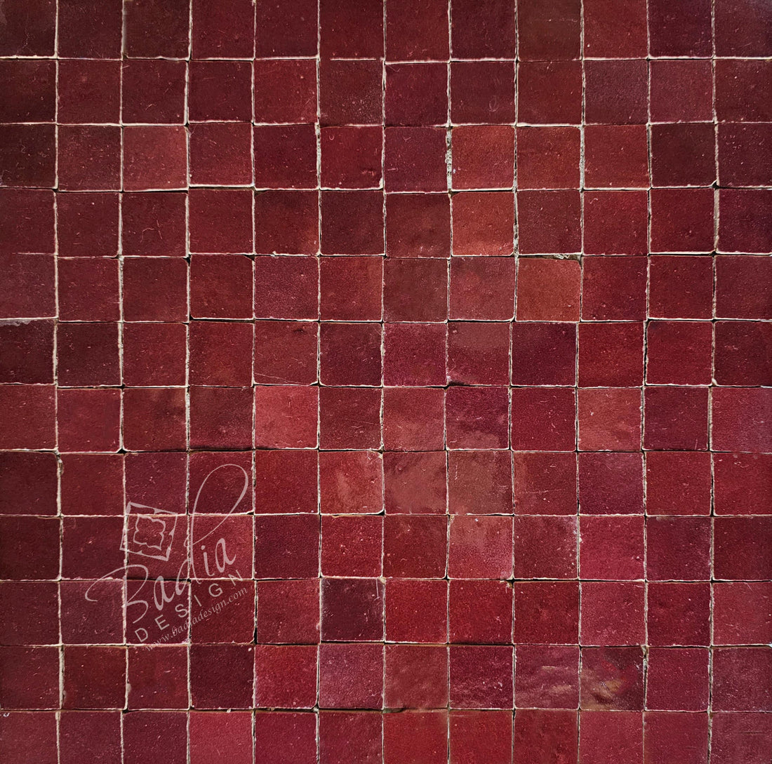 Burgundy Glazed Zellige Tile - TM142