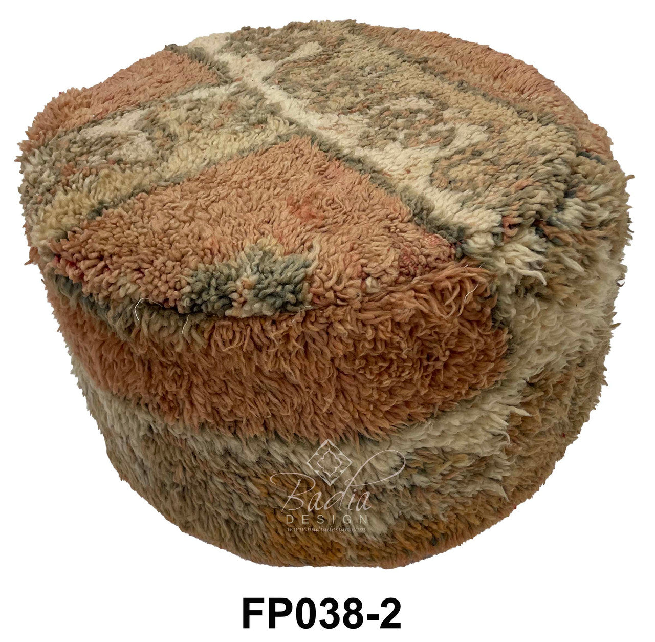 Handmade Wool Moroccan Round Kilim Ottoman