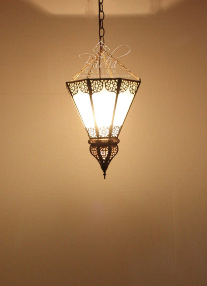 Hanging Lantern with White Glass