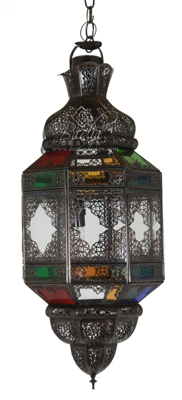 Hanging Multi-Color Glass Moroccan lantern