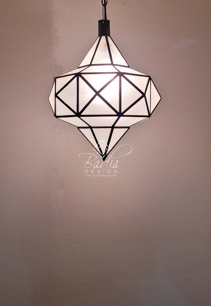 Hanging White Glass Lantern