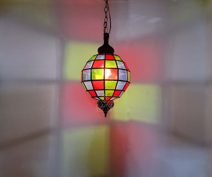 Hanging Multi-Color Glass Lantern