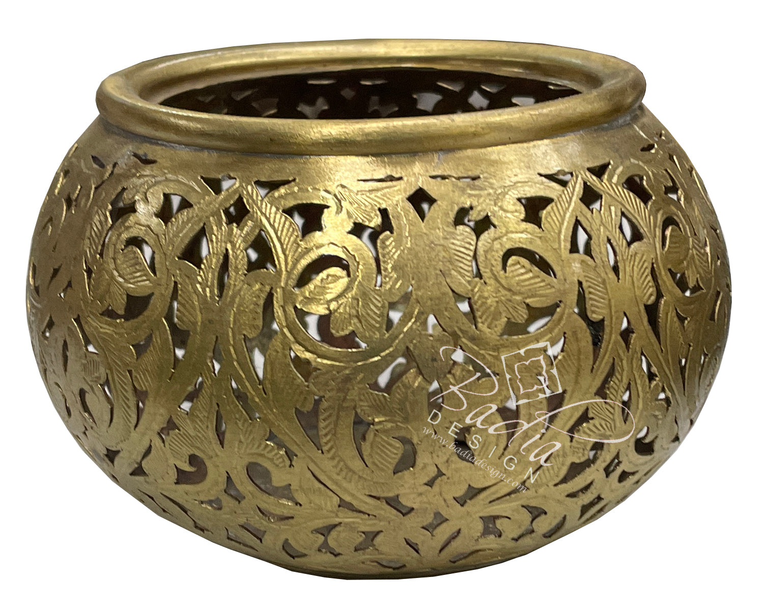 Intricate Hand Punched Moroccan Brass Candle Holder