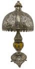 Moroccan Intricately Designed Silver and Yellow Ceramic Desktop Lamp