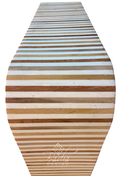 Ivory and Cream Striped Resin and Wood Console Table