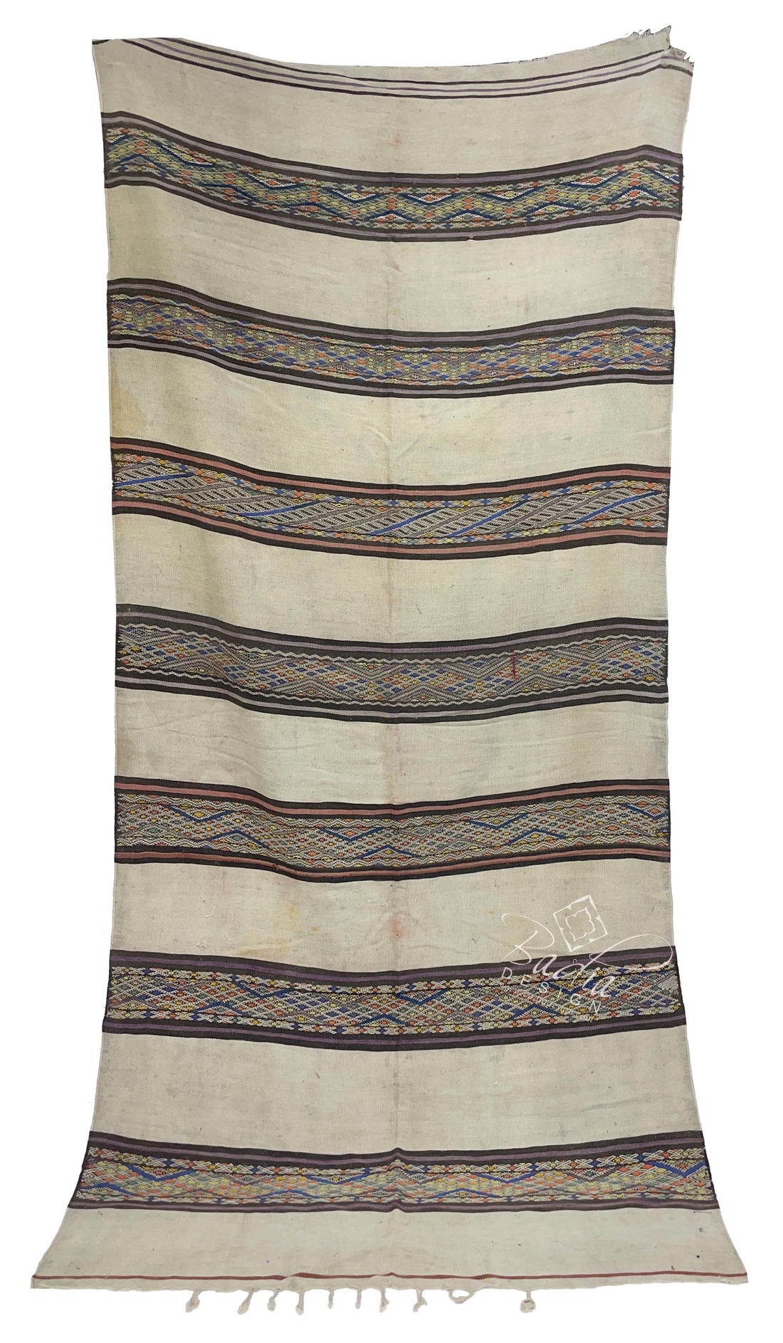 Beige Multi-Color Authentic Moroccan Kilim Rug