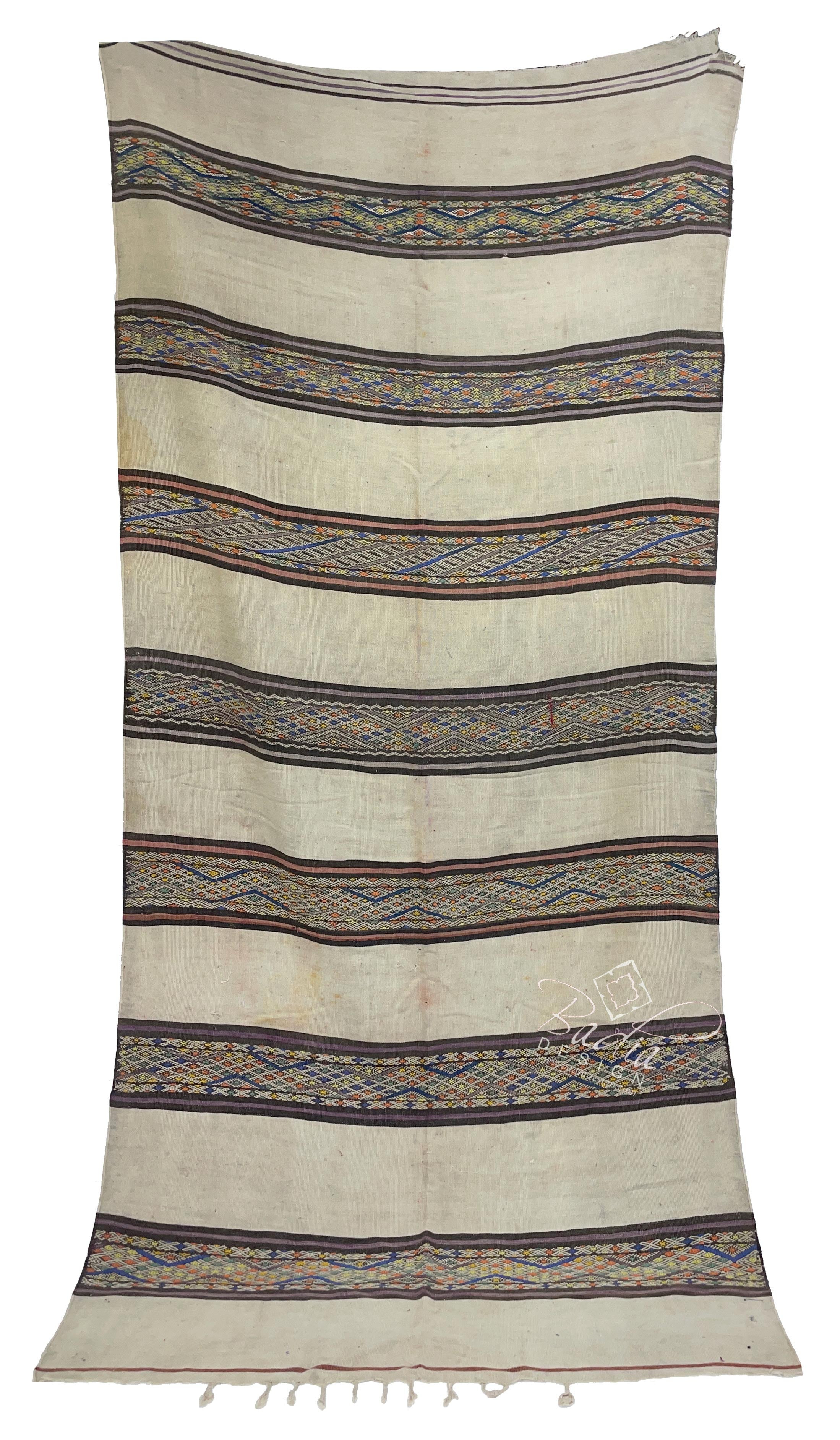 Beige Multi-Color Authentic Moroccan Kilim Rug