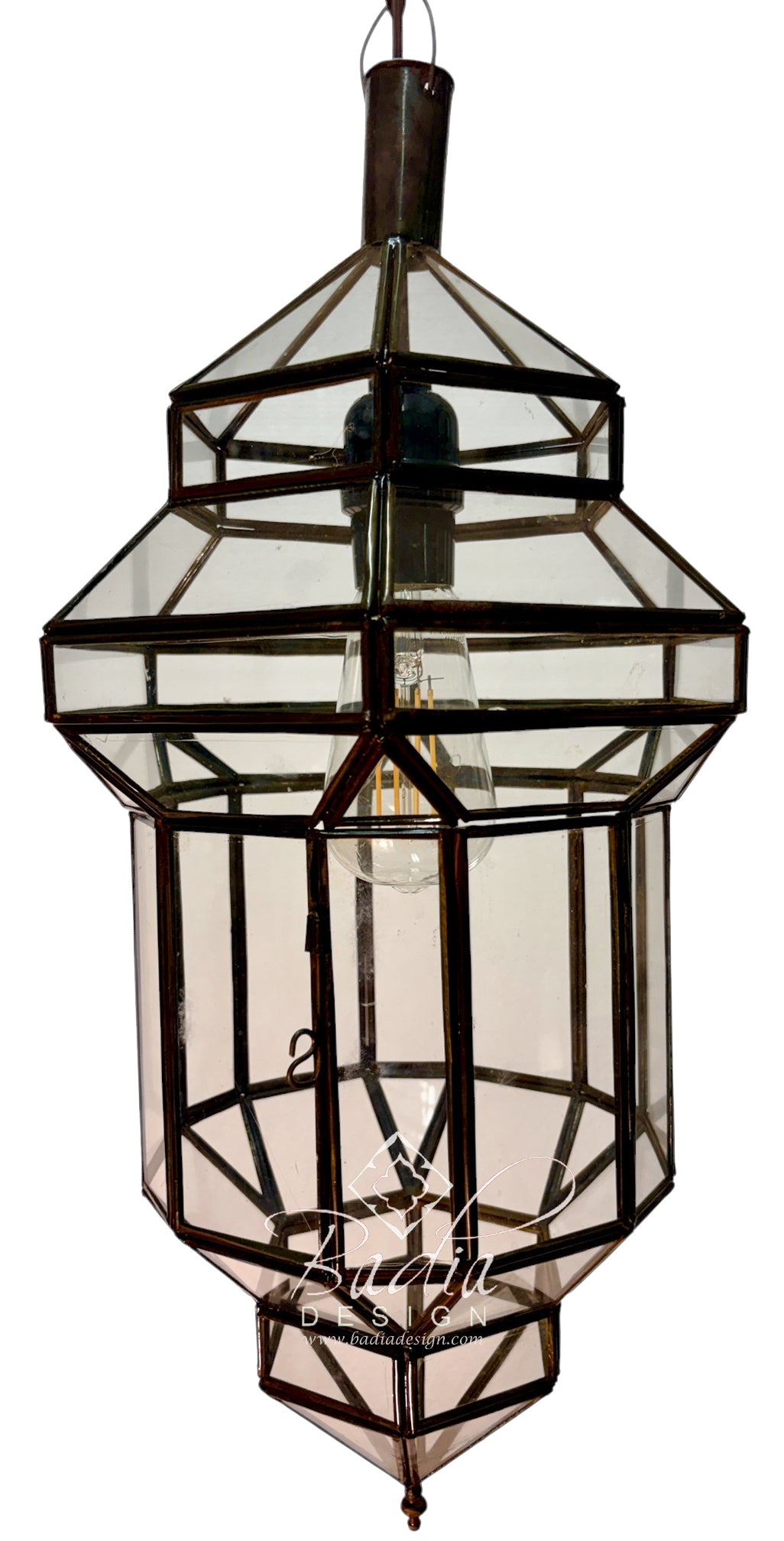 Moroccan Hanging Lanterns with Clear and White Glass Panels