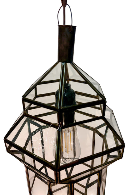 Hanging Lanterns with Clear and White Glass Panels