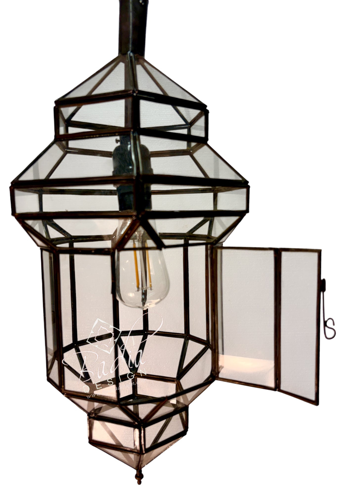 Hanging Lanterns with Clear and White Glass Panels