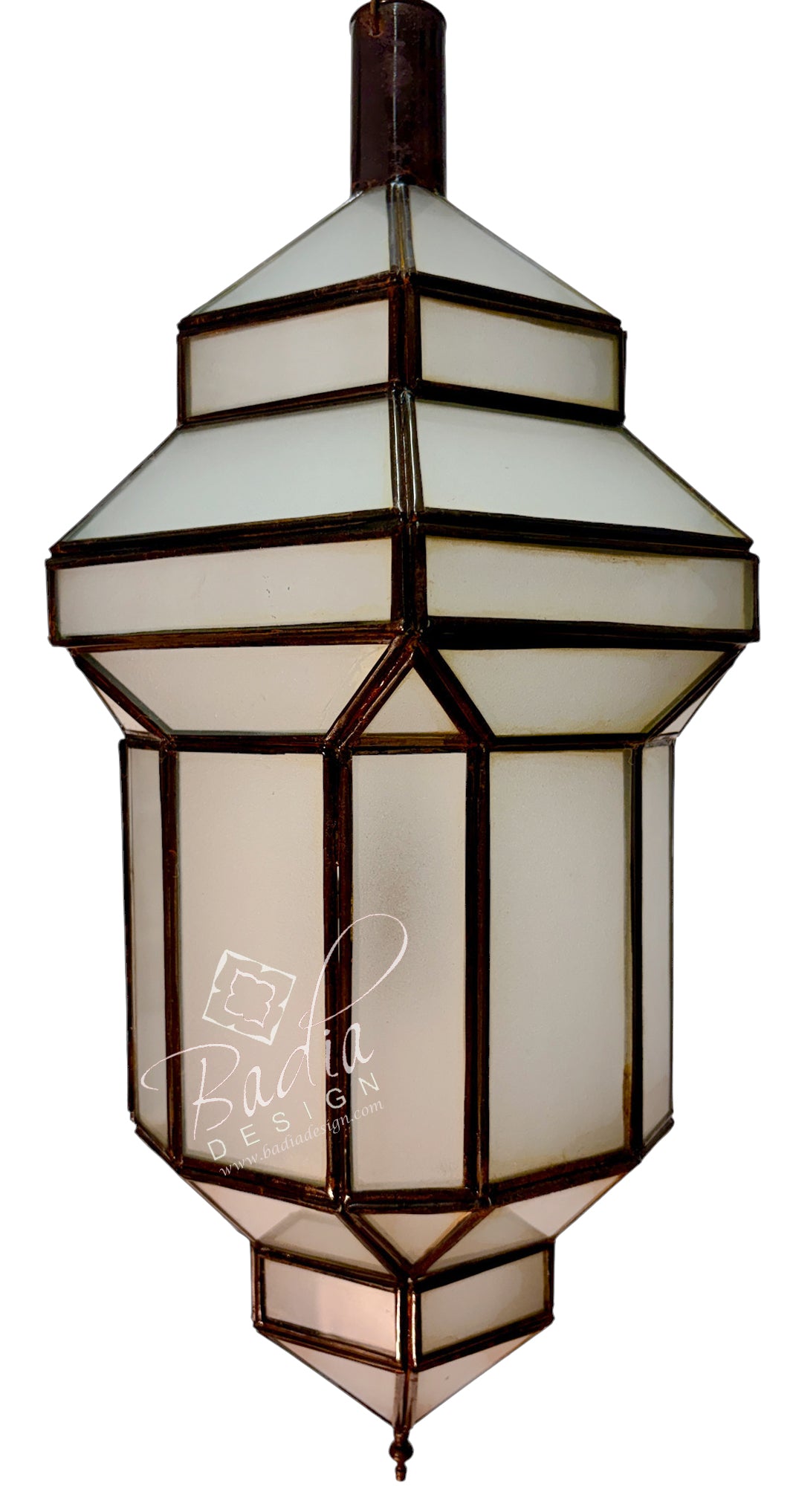 Moroccan Hanging Lanterns with Clear and White Glass Panels