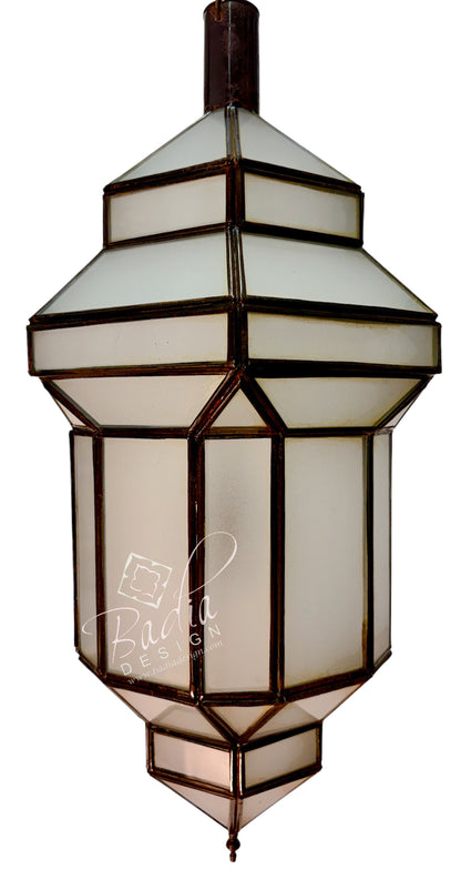 Moroccan Hanging Lanterns with Clear and White Glass Panels