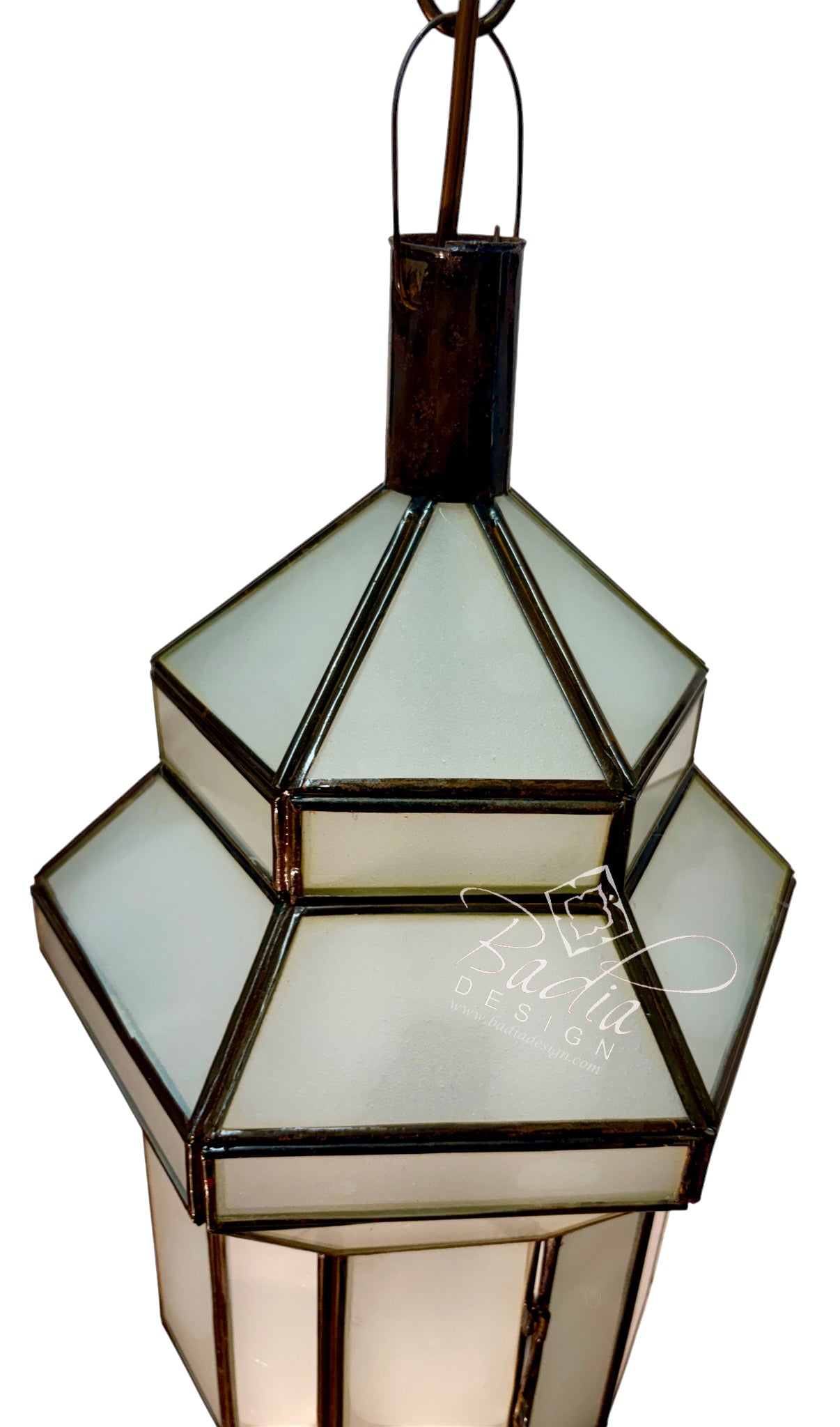 Hanging Lanterns with Clear and White Glass Panels