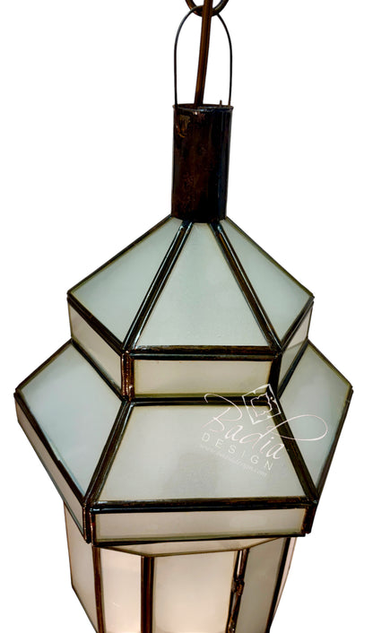 Hanging Lanterns with Clear and White Glass Panels