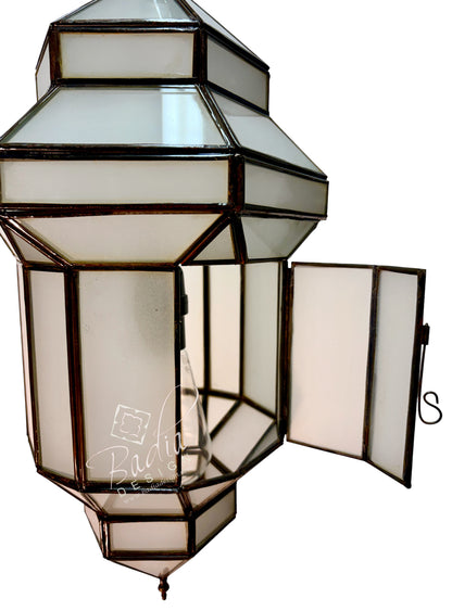 Hanging Lanterns with Clear and White Glass Panels