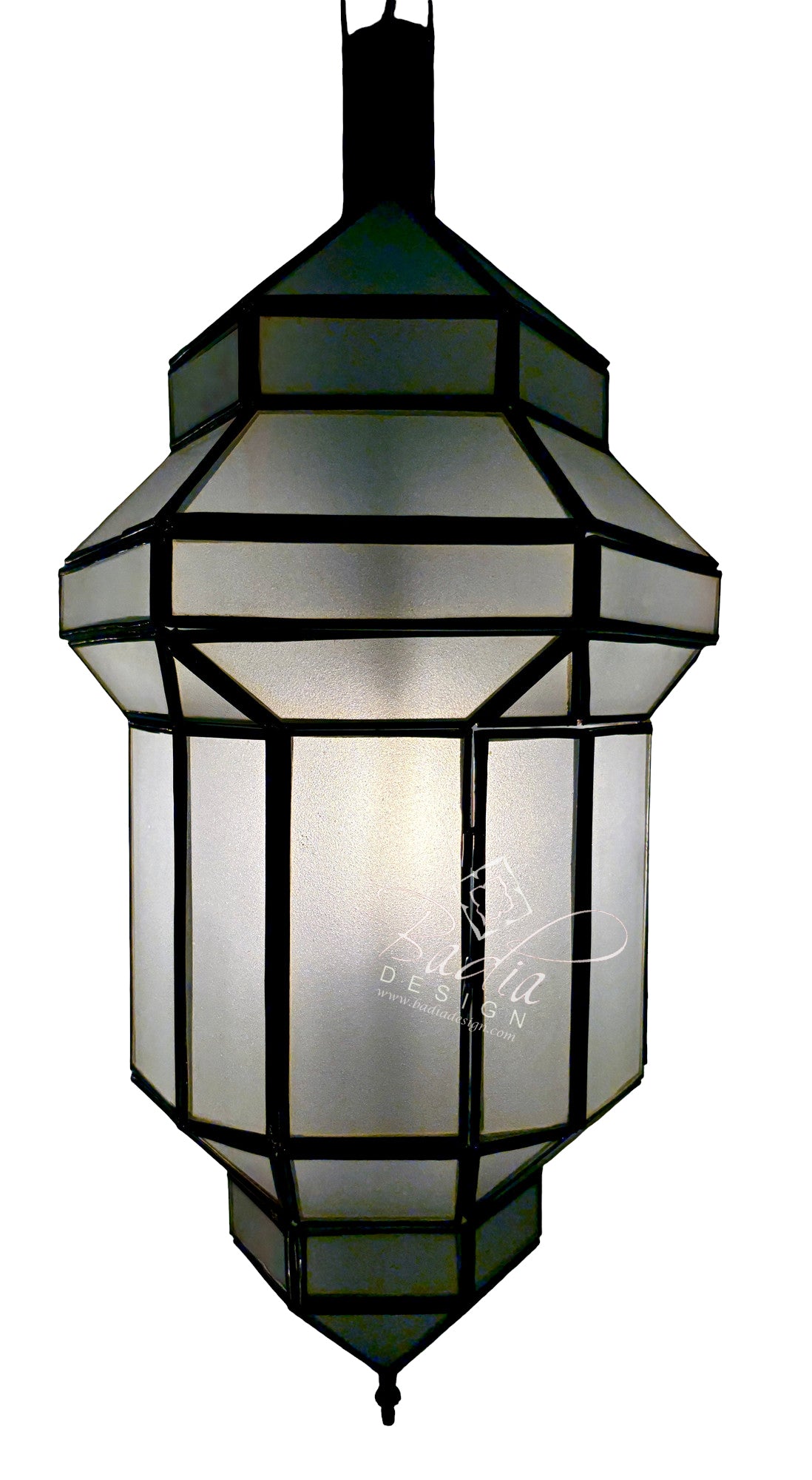 Moroccan Hanging Lanterns with Clear and White Glass Panels