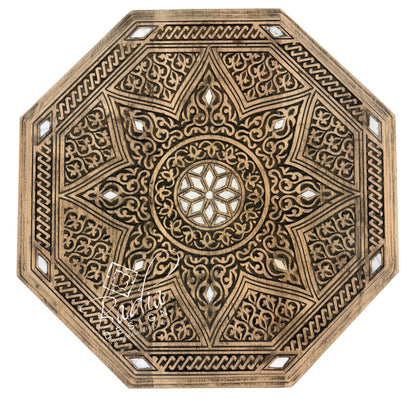Light Stained Mother of Pearl Inlay Side Table