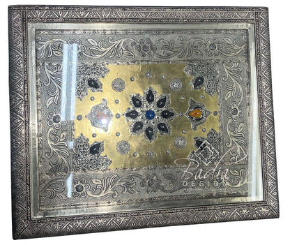Embossed Metal and Bone Multi-Color Nightstand