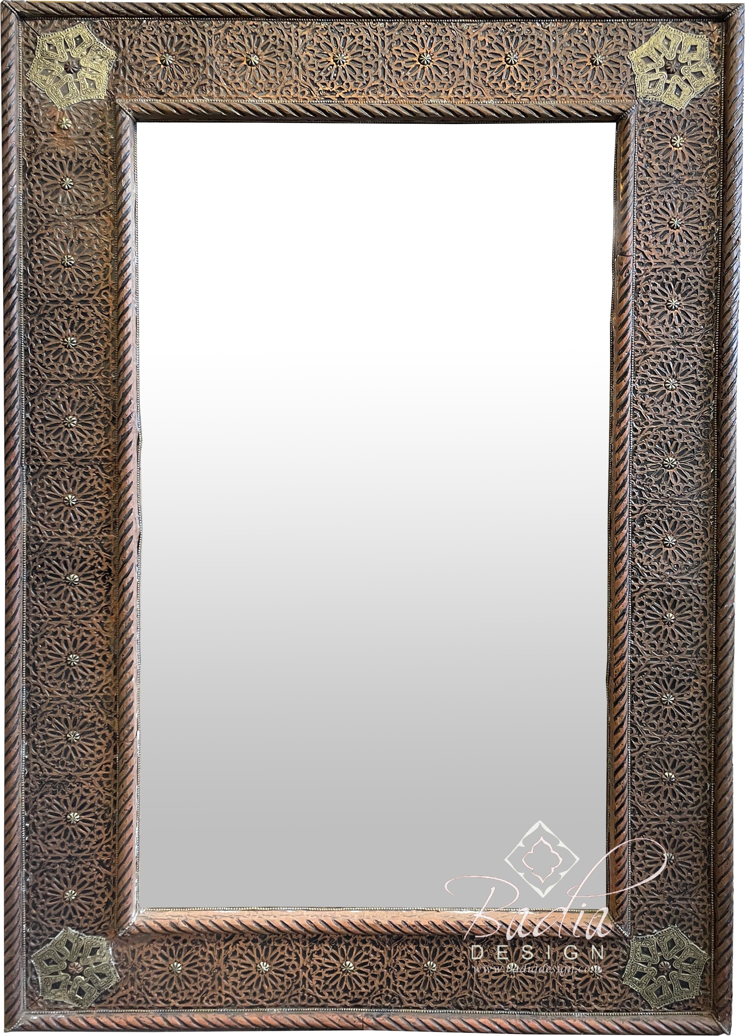 Rectangular Shaped Carved Metal Frame Mirrors