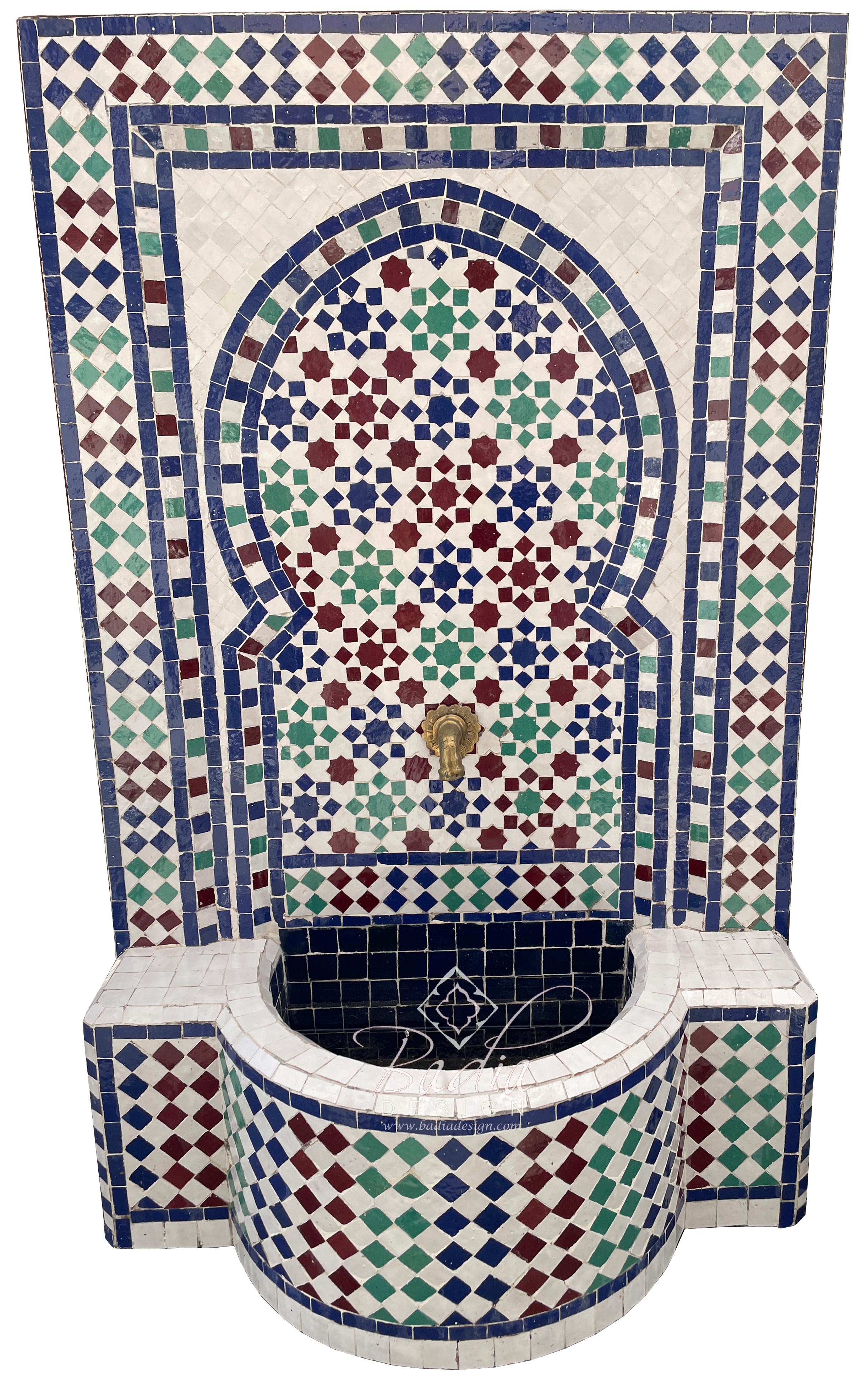 Moroccan Multi-Color Mosaic Tile Water Fountain