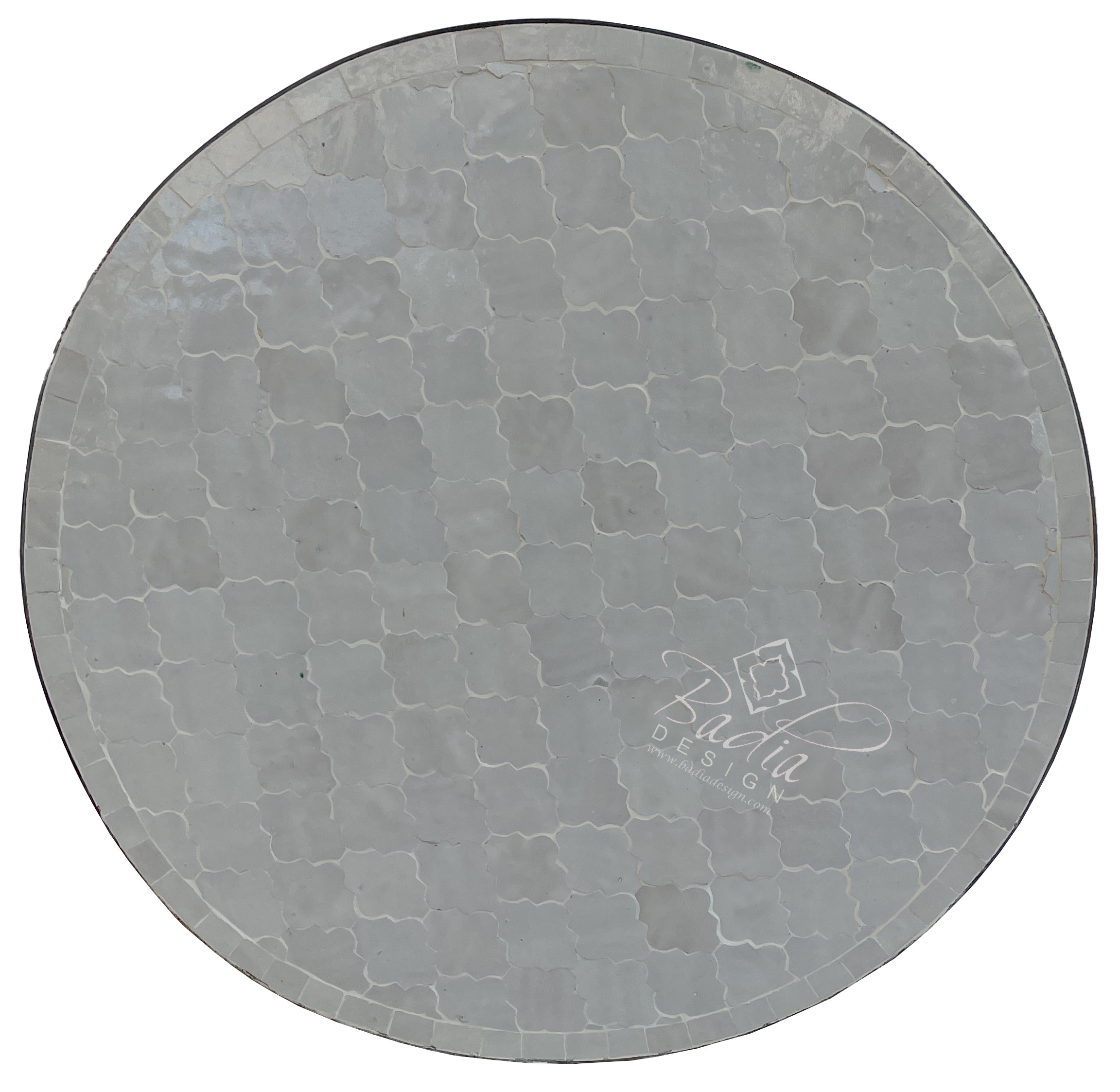 Intricately Designed Off White Mosaic Round Tile Table Top