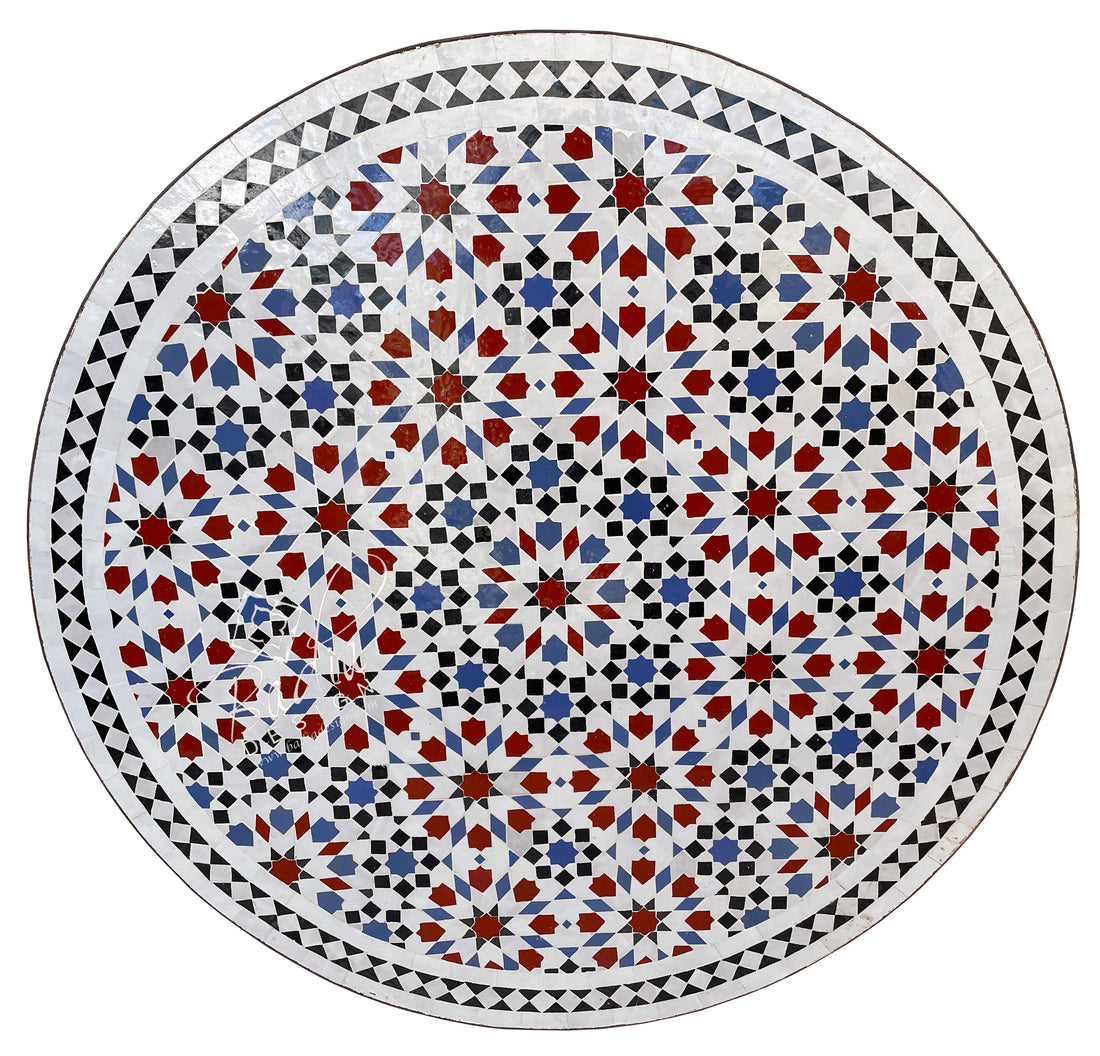 Moroccan Intricately Designed Multi-Color Tile Table Top