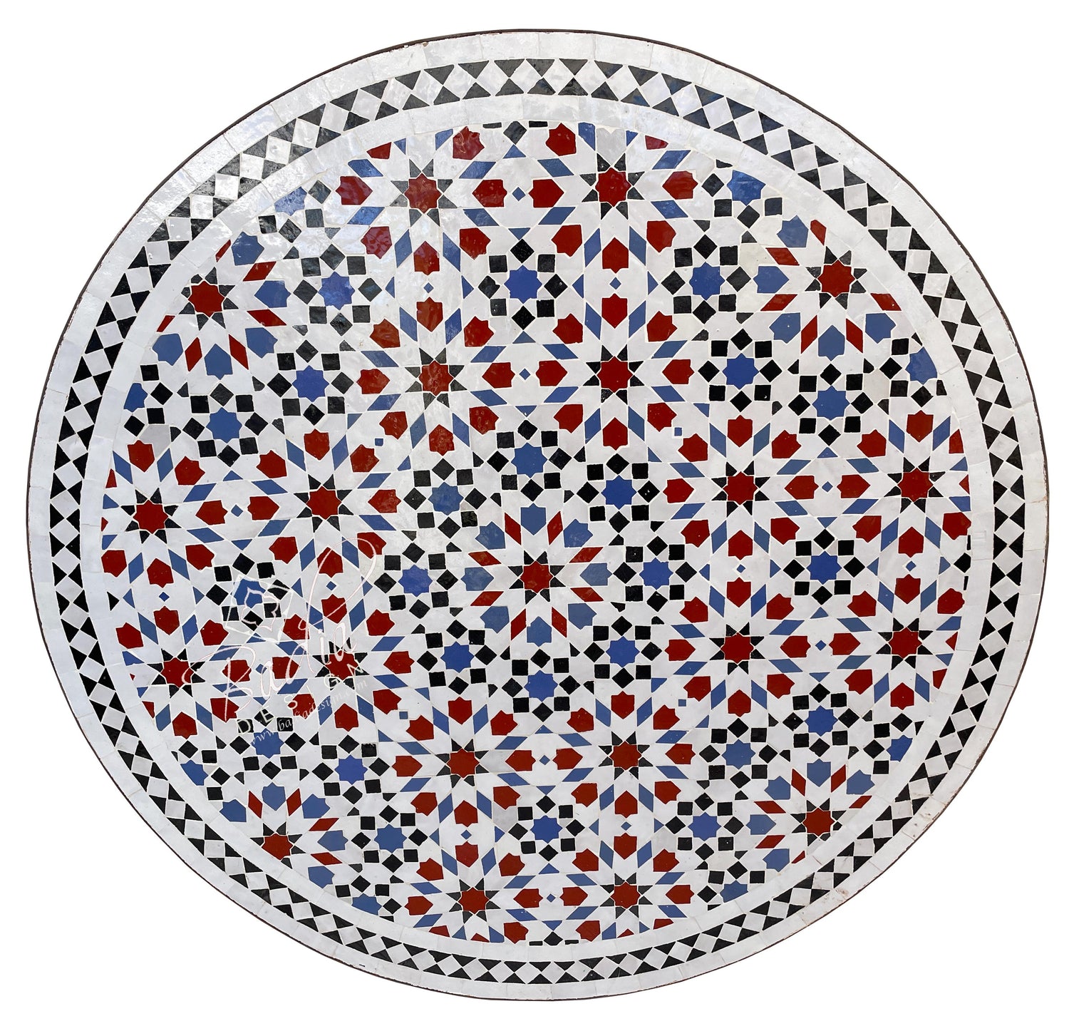 Moroccan Intricately Designed Multi-Color Tile Table Top