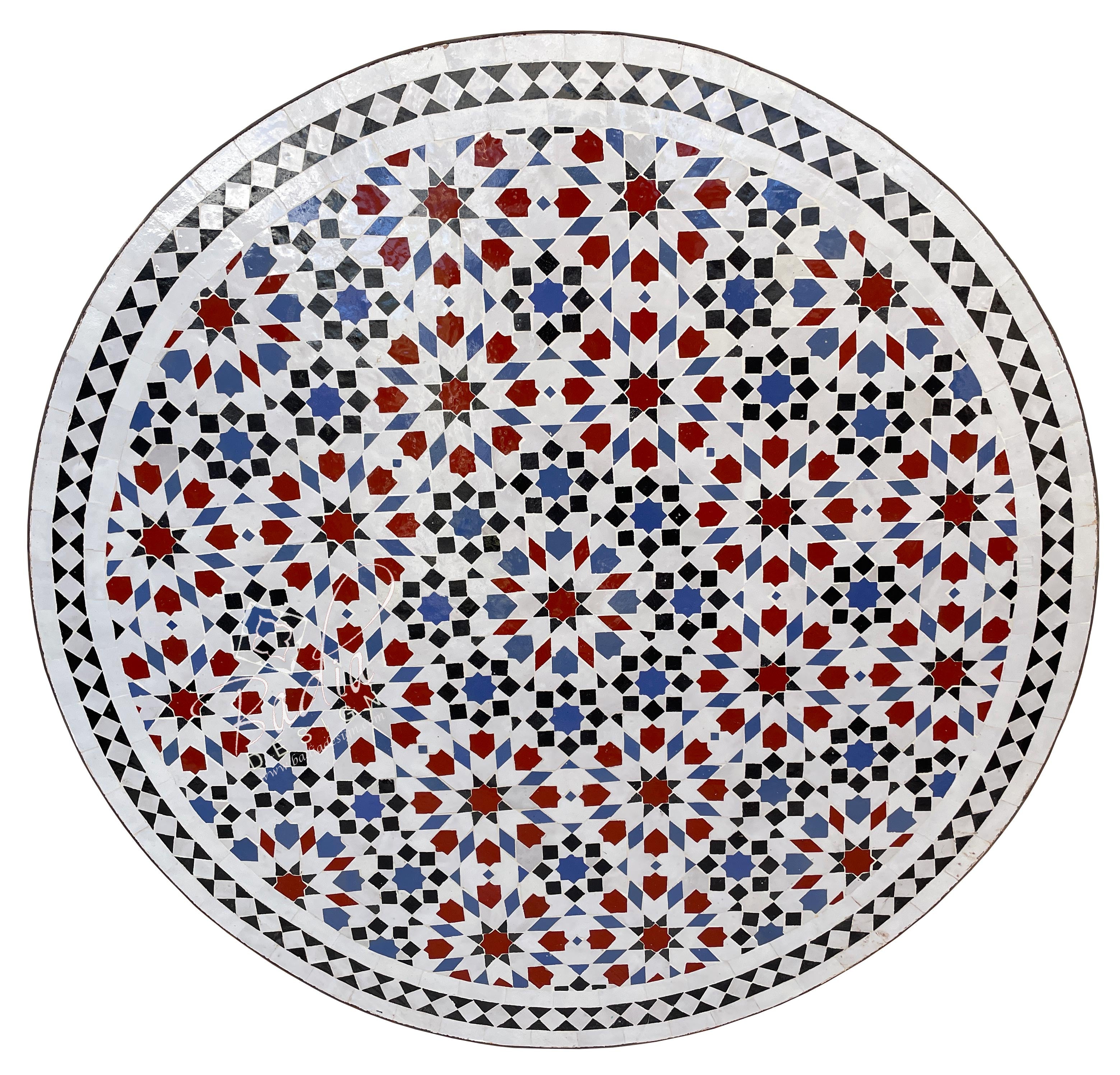 Moroccan Intricately Designed Multi-Color Tile Table Top