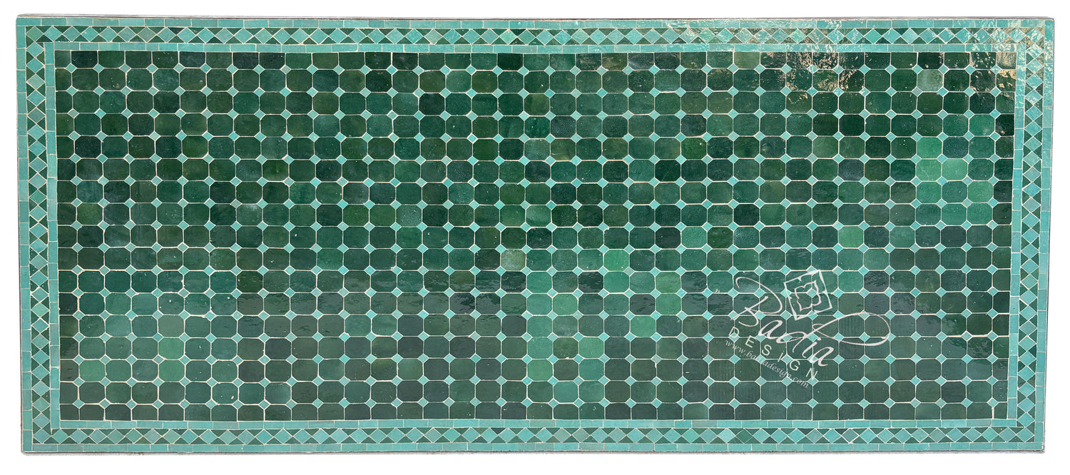40"W x 80"L Green Rectangular Tile Table Top