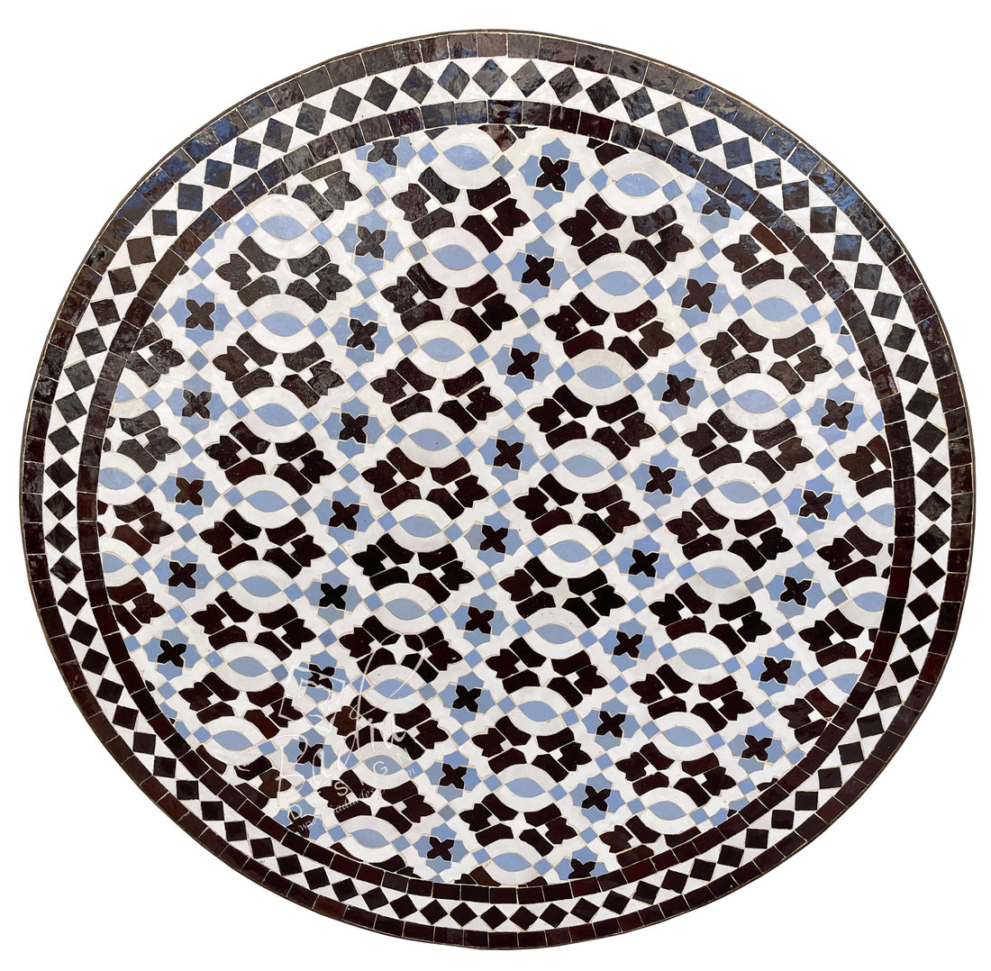 Round Moroccan Multi-Color Intricately Designed Tile Table Top