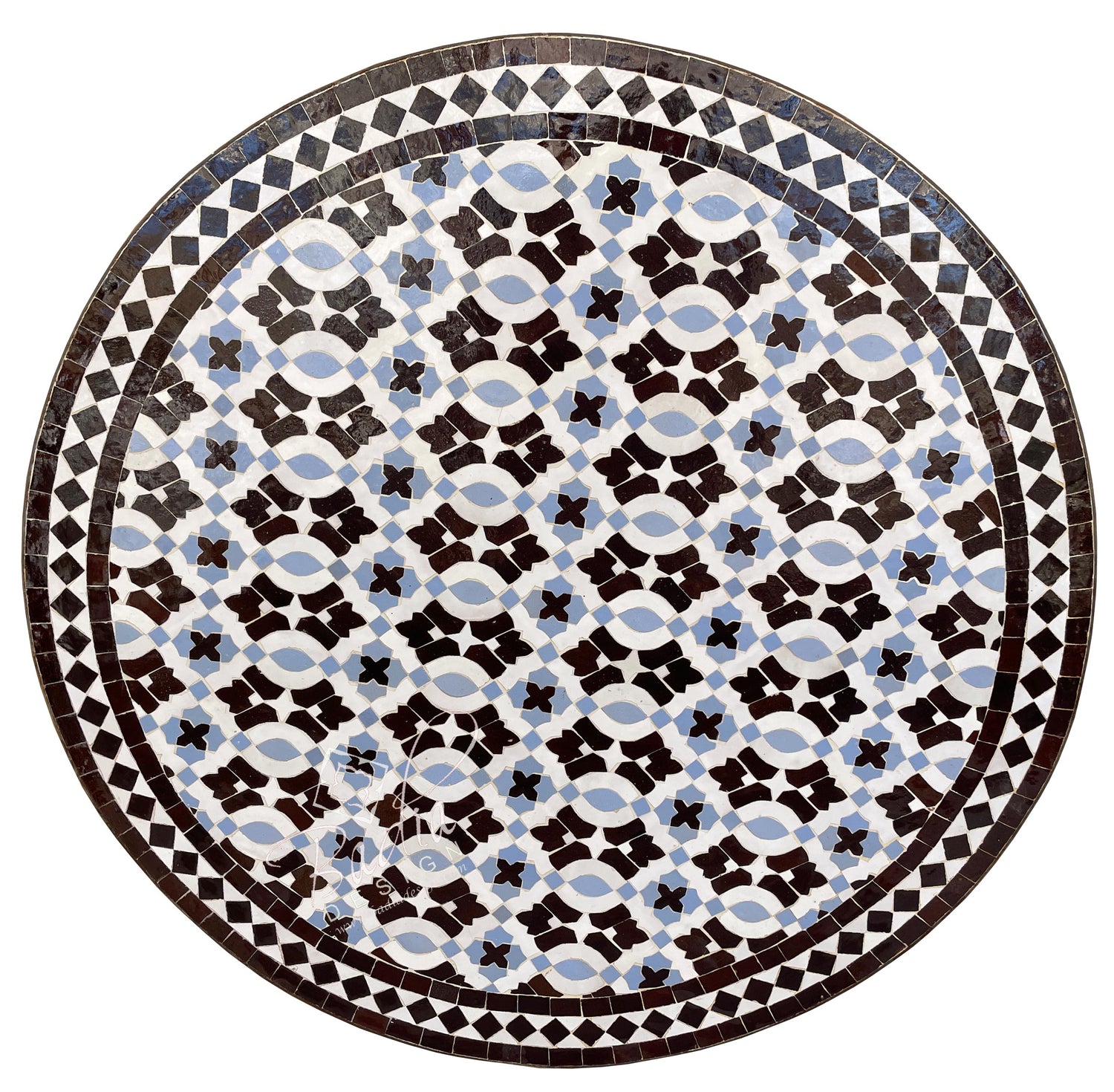 Round Moroccan Multi-Color Intricately Designed Tile Table Top