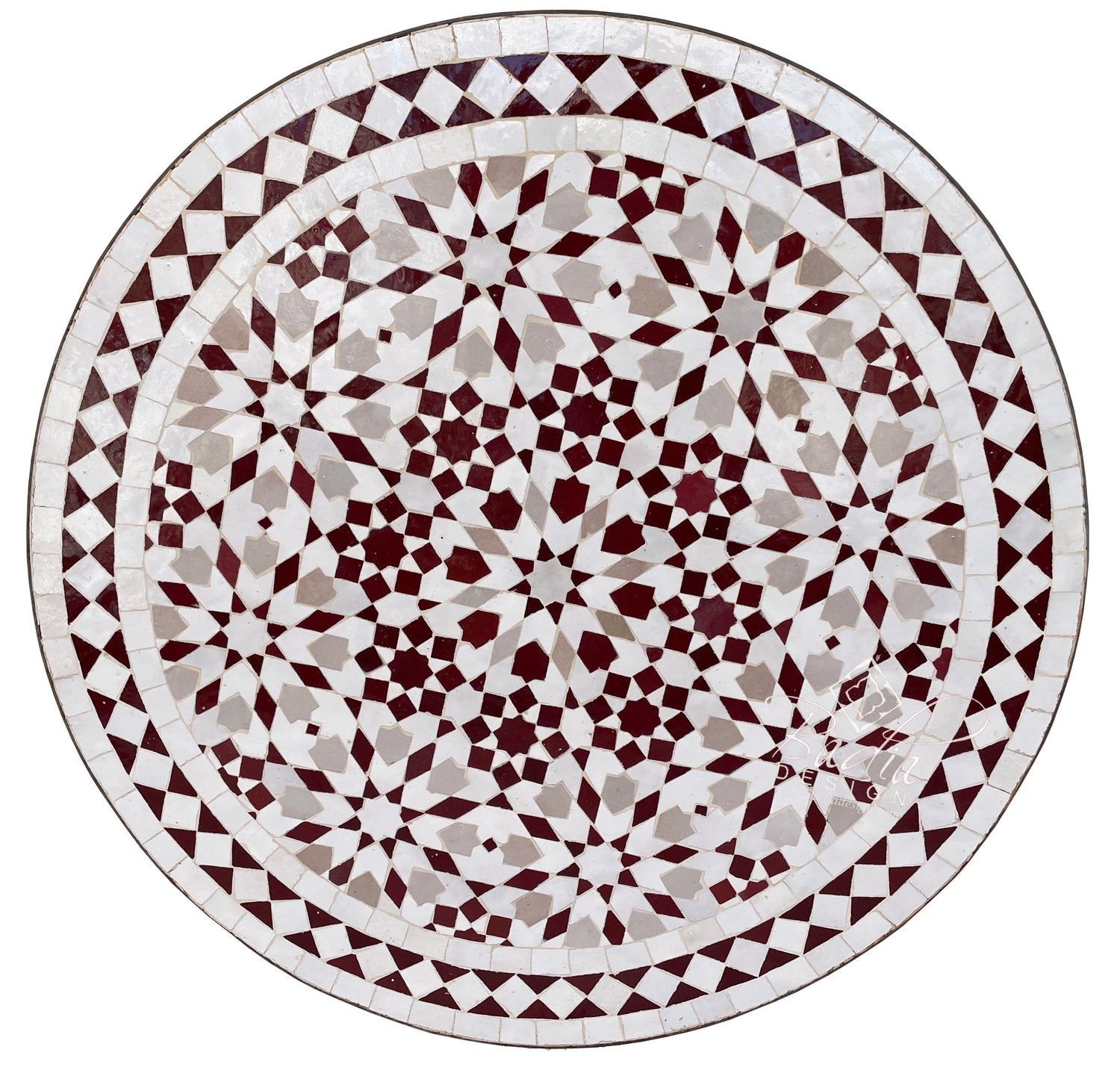 Intricately Designed Moroccan Multi-Color Round Tile Table Top