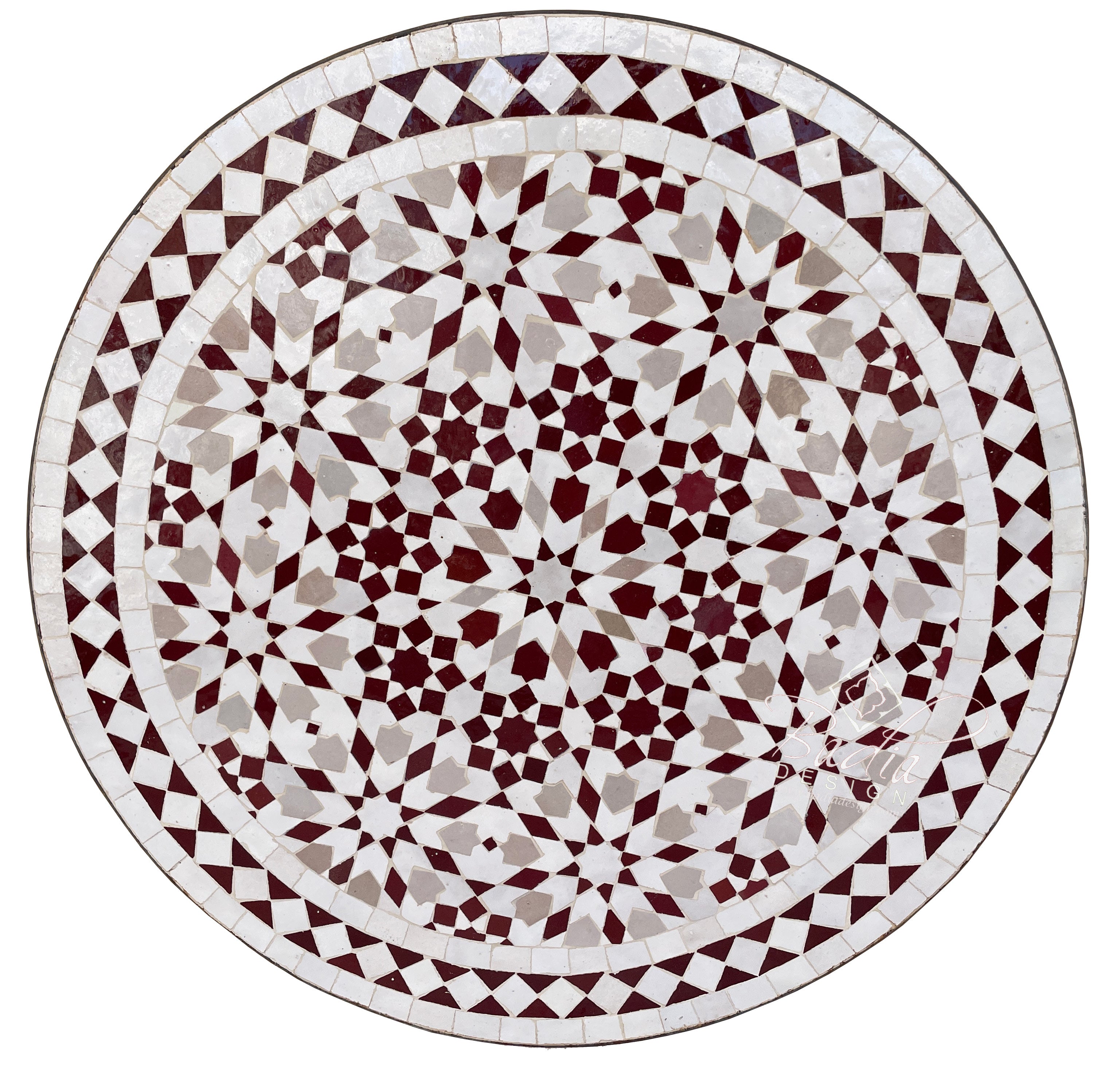 Intricately Designed Moroccan Multi-Color Round Tile Table Top