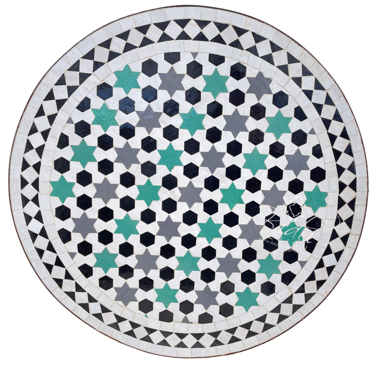 Round Multi-Color Moroccan Tile Table Top