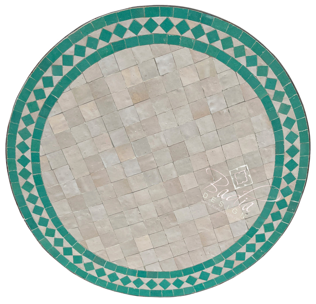 Round Moroccan Multi-Color Tile Table Top