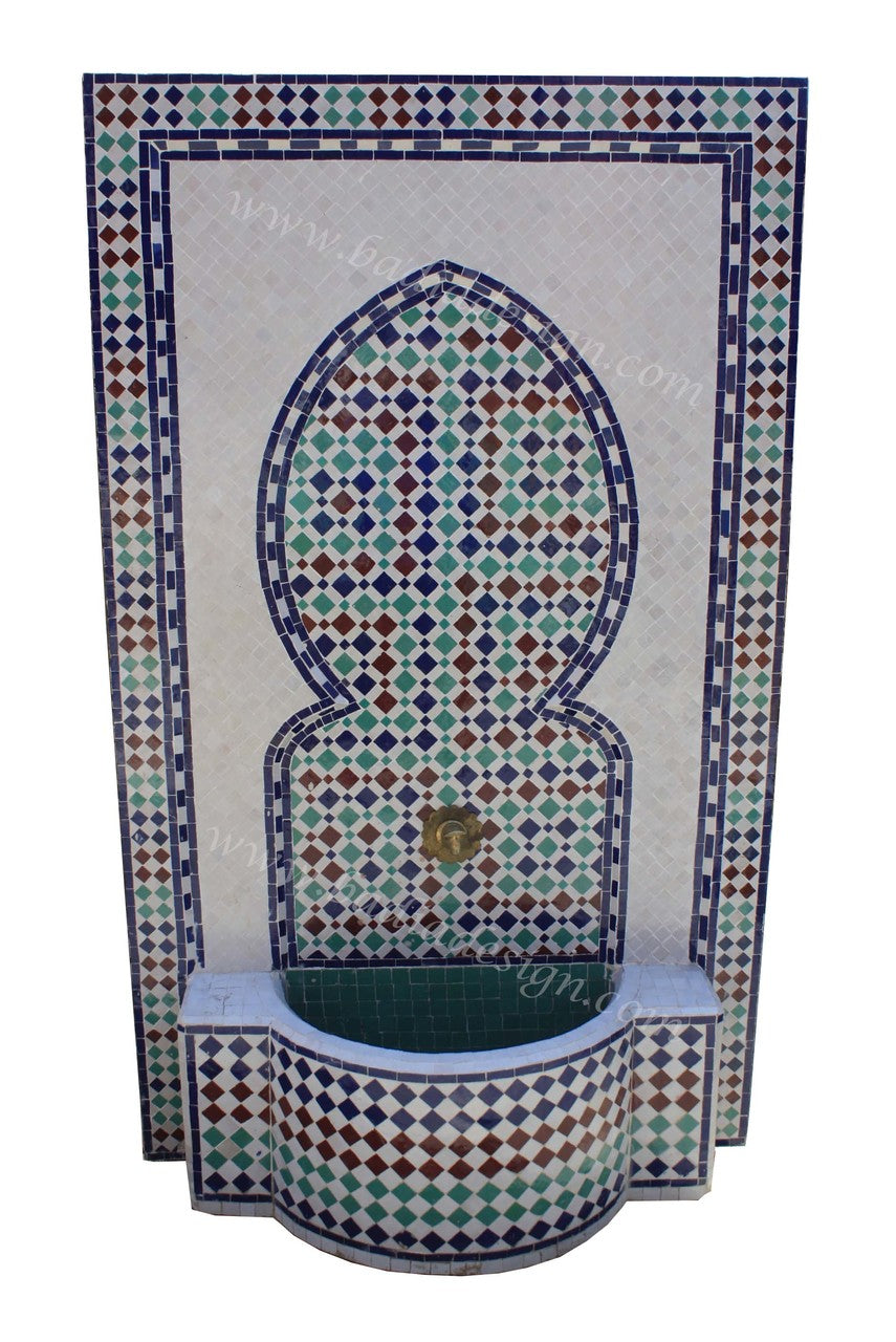 Tall Multi-Color Moroccan Mosaic Water Fountain