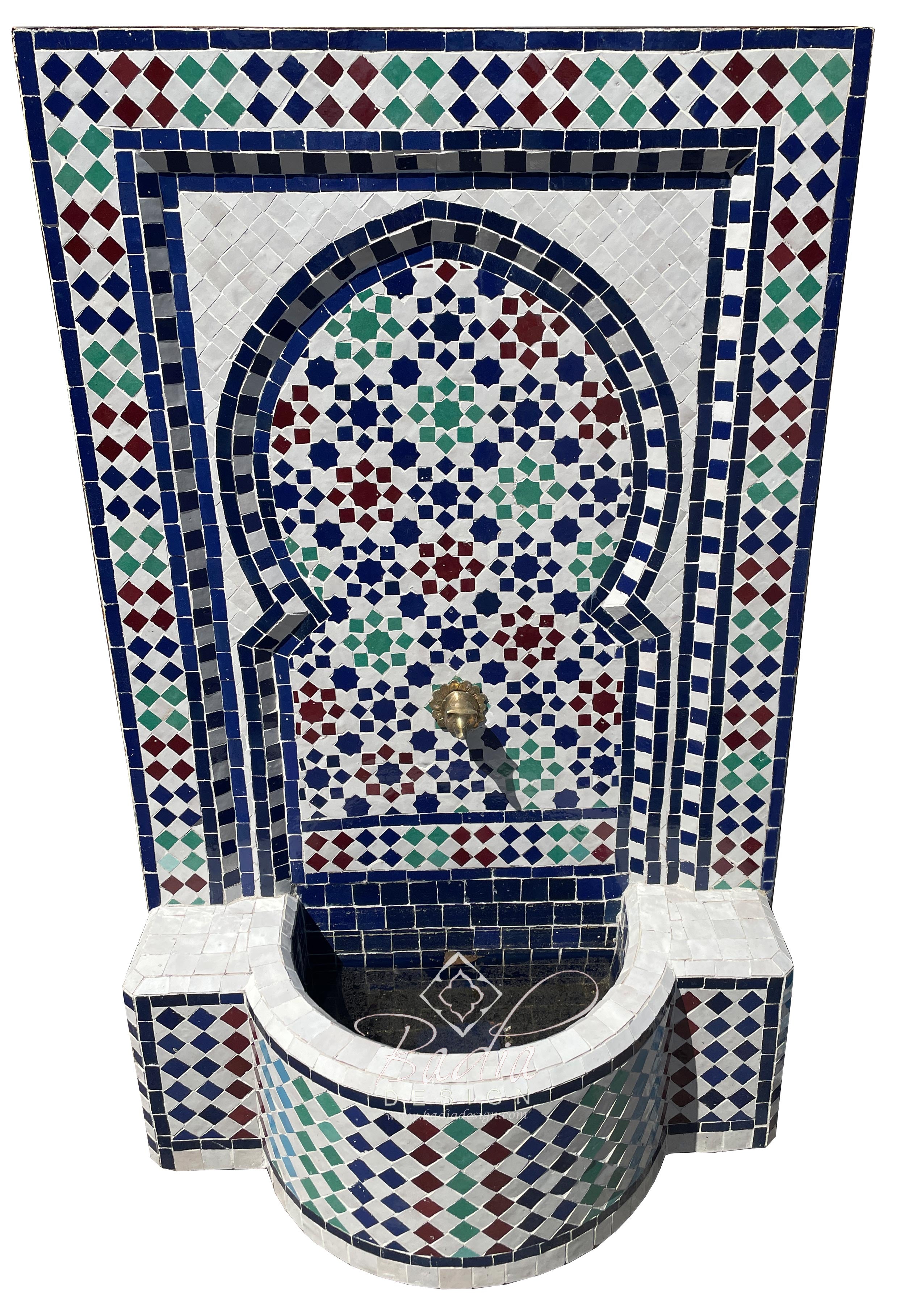 Moroccan Multi-Color Mosaic Tile Water Fountain