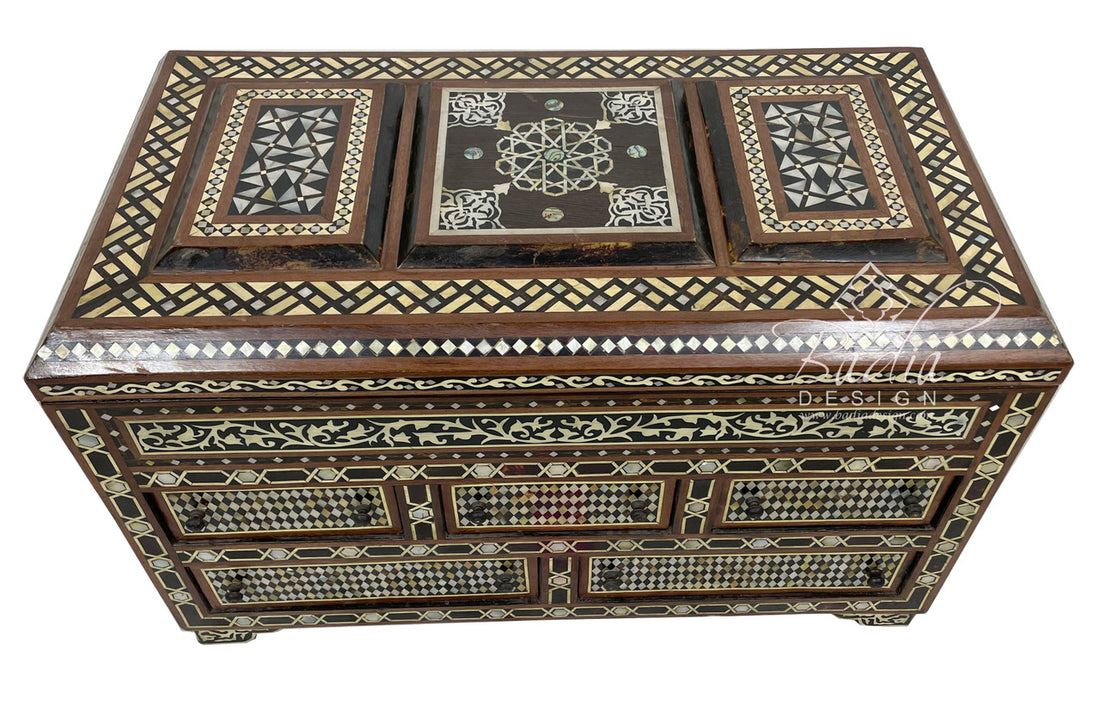 Hand Crafted Mother of Pearl Bone Inlay Chest