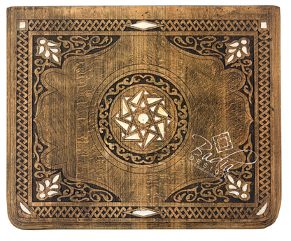 Mother of Pearl Inlay Bedside Light Stained Nightstand